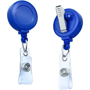 25 Pack Bulk-Retractable ID Badge Holder Reels with 360 Swivel  Clip & Reinforced Vinyl Strap- for Name Tag Card Holder Office Workers School  D.I.Y Crafts (Blue) by