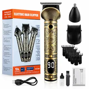Vintage Dragon T9 Hair Trimmer Kit for Men, Professional Zero-Gap Barber Clipper with LCD Display, Cordless Rechargeable Grooming Set for Beard, Hairline & Body Shaving