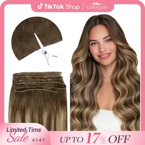 GOO GOO Genius Weft Hair Extensions Human Hair ,  14-24 Inch Sew In Remy  Human Hair for Natural Look & Volume, Reusable & Straight Hair for Women