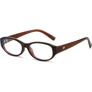 Fashion Oval Glasses for Woman Cute Retro 90s Thin Rectangle Frame Blue Light Glasses