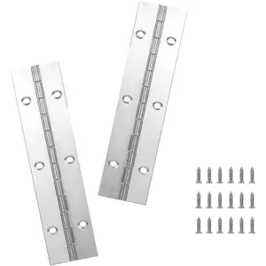 2PCS Silver 6-Inch Heavy Duty Stainless Steel Piano Hinge, 2" Open Width Continuous Hinges for Wood Furniture Piano Cabinets, with Pre-Drilled Holes and Included Screws