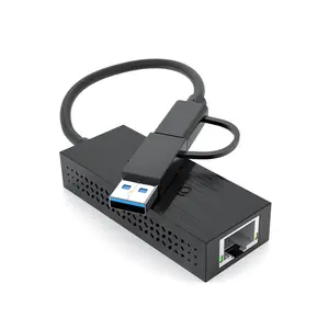 WAVLINK USB-C and USB-A to 2.5 Gigabit Ethernet Adapter, Compact & Portable 2-in-1 USB 3.2 Type-A/Type-C to 2500Mbps RJ45 LAN Converter, Compatible for Microsoft Windows, Mac OS, iPadOS and More-Black