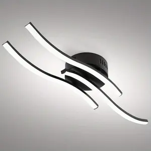 LED Ceiling Light, 2-Head Linear/3-Head Linear, 60cm/White Light, Creative Wave-Pattern Ceiling Light, Wave Pattern Design, Versatile Usage, Ideal for Dining Rooms, Hallways, Balconies, Bedrooms, Offices Modern Indoor Lighting Ceiling Fixture