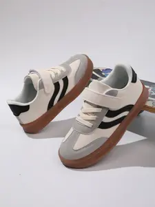 All-Season Casual Sports Shoes, Colorblock PU Leather, Anti-Slip Eva Sole, Adjustable Velcro, School Student Boy Sneakers