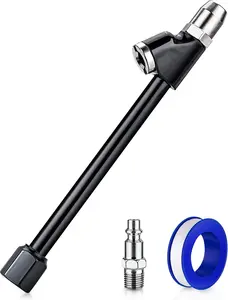 Air Chuck Set, 1/4" FNPT Extended Reach Dual  Air Chuck w/Quick Plug, 2-Way Connect Tire Air Chuck for Tire Inflator Gauge/Air Compressor, Tire Chuck for , Bicycle, Motorbike,