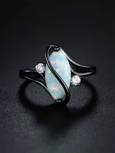 1 PC Luxury Cubic Zirconia & Faux Opal Ring For Women For Wedding Engagement Party Jewelry Valentine's Day Gift Cubic Zirconia Rings