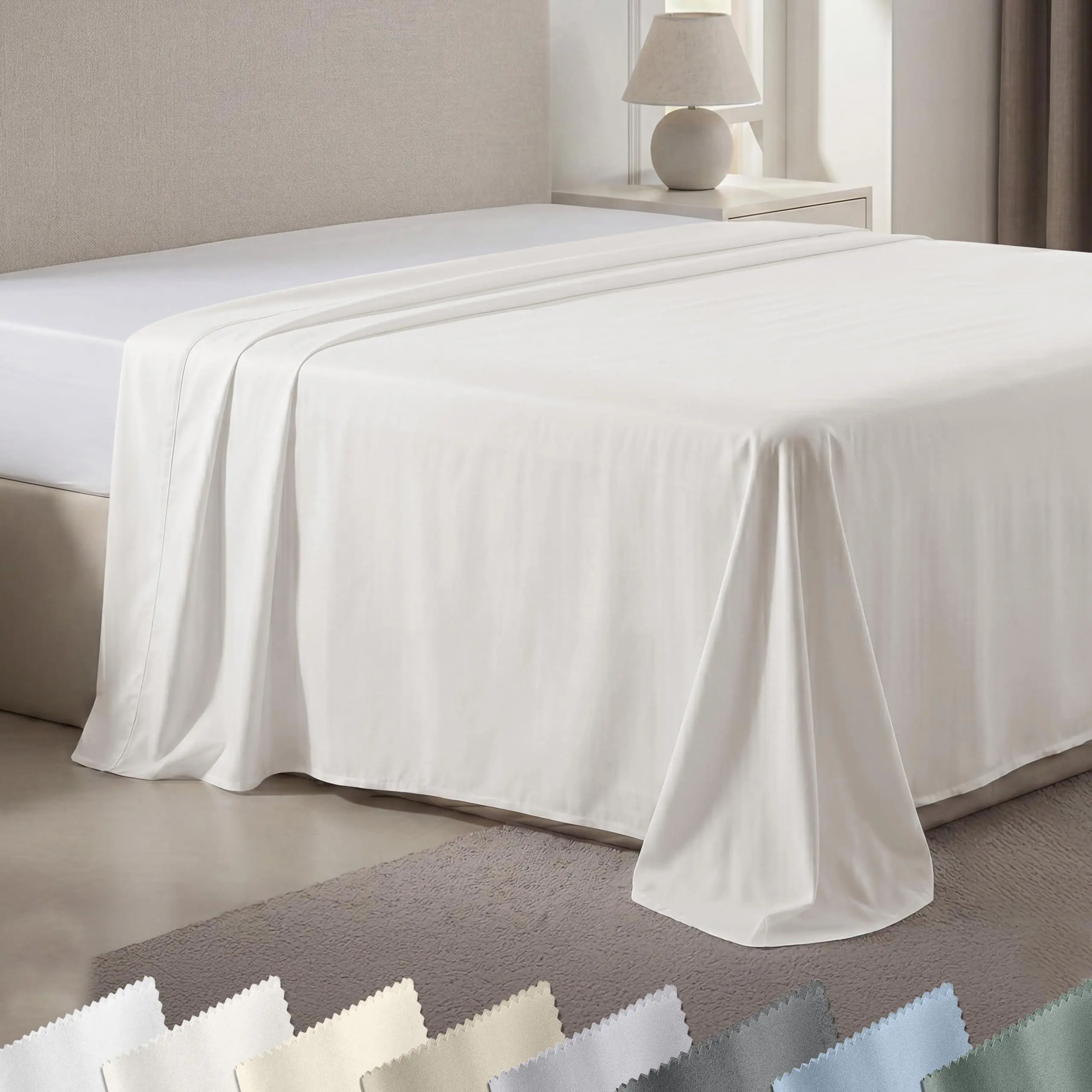 Luxury Flat Sheet Only, 600 Thread Count - 100% Cotton Sateen, Soft, Cool & Breathable