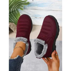 Women's Fleece Lined Winter Boots, Soft Waterproof Anti-Slip Rubber Sole, Textile Lining, Fashion Outdoor Snow Boots