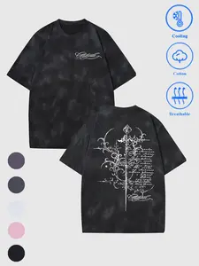 Men's Loose Round Neck T-Shirt, Vintage Cross Print, Y2K Gothic Streetwear, Breathable Cotton Fabric, Summer Fashion, Casual Daily Wear