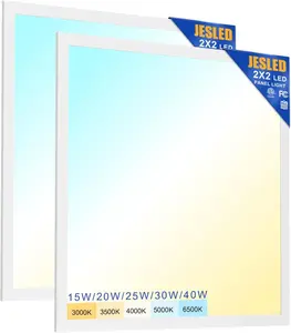 GE lamp  2Pack 2x2 led Flat Panel Light, 10800LM, Drop Ceiling Lights Fixture for Office Kitchen Basement Laundry, 30W/40W/50W/60W/72W Selectable, 5CCT Switchable, 0-10V Dimmable, DLC ETL Listed