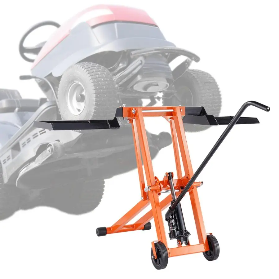 【Summerfinds】 VEVOR Ride on Lawn Mower Lift Jack, Telescopic Maintenance Jack with Crank Handle Power Tool Handle, Foldable Lawn Tractor Lifter for Lawn Mowers and Garden Tractors, Black, Portable, 880Lb, Foldable Jackdealsforyou
