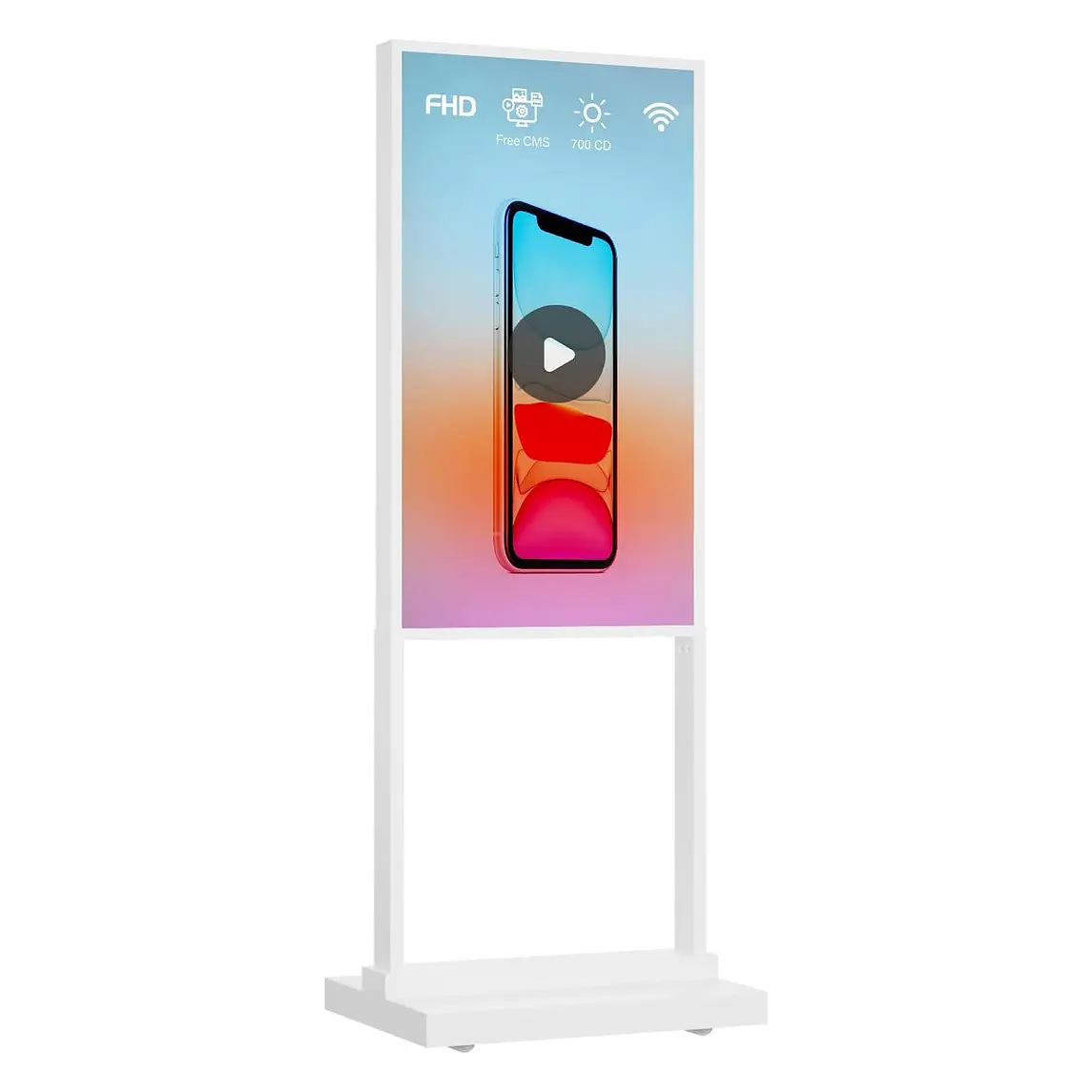 Canlarriz 55-inch Dual Pole Digital Signage Touch Kiosk, 700 Nits High Brightness, Commercial Display, Multi-Zone Retail Advertising Screen, Perfect for retail,cafes,restaurants,malls,banks.