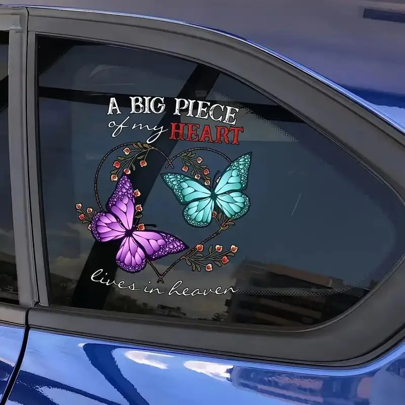 Butterfly & Heart Pattern Car Sticker, Car Window Decal, Car Exterior Decorative Sticker, Universal Decoration Accessories for Car Motorcycle Truck
