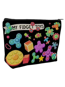 "My Fidget Toys Large Capacity Makeup Bag - Sensory Relief Pouch for Cosmetics, Earphones & Small Gadgets | Fun Stress Relief Gift for Her, Bestie, Neurodivergent Friends on Christmas, Birthday | ADHD Anxiety Fidgeting Toy Accessories"