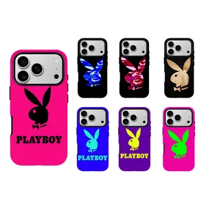 Cute Pink Black Rabbit Head Phone Case Protection, Shockproof For IPhone 17-11, Pro Max, Pro Plus, and Samsung S26-23 Safety Case