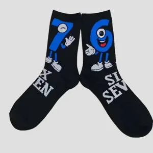 New Arrival 67 Cartoon Number Socks Funny Letter Mens Mid Calf Socks