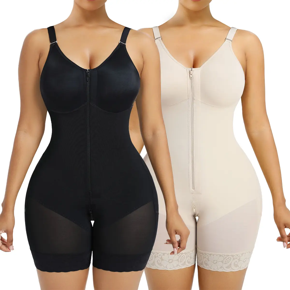 YIANNA Fajas Colombianas shapewear for Women Tummy Control Butt Lifter Shaper with Zipper Crotch detachable shoulder strap