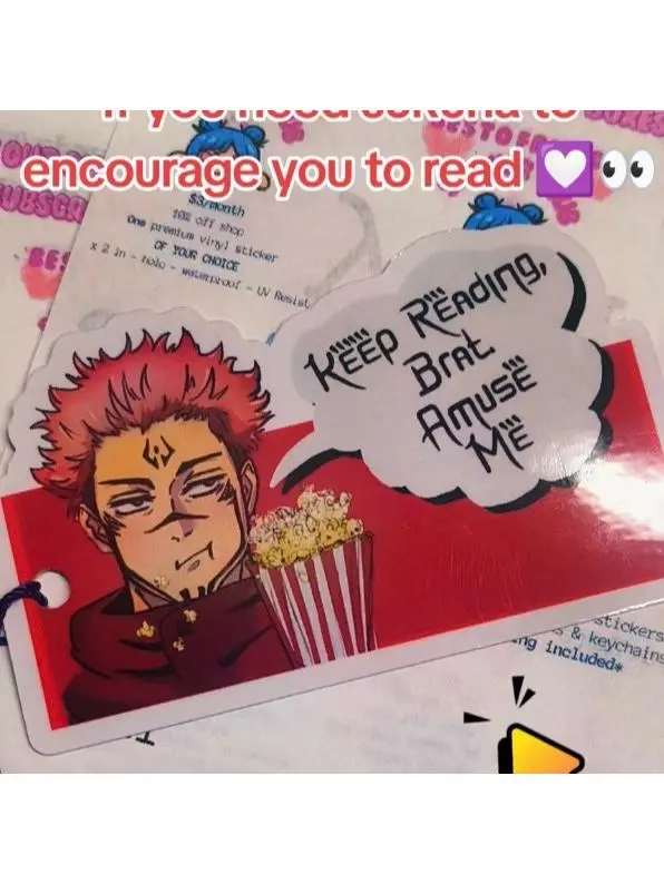 Sukuna Jujutsu Kaisen Glossy Anime Bookmark with Purple Tassel, Funny Anime Fan Collectible
