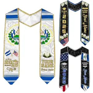 Customized El Salvador Graduation Stole Class of 2026, Salvadoran American Flag Graduation Sash, Personalized Salvadoran Graduation Sash 2026