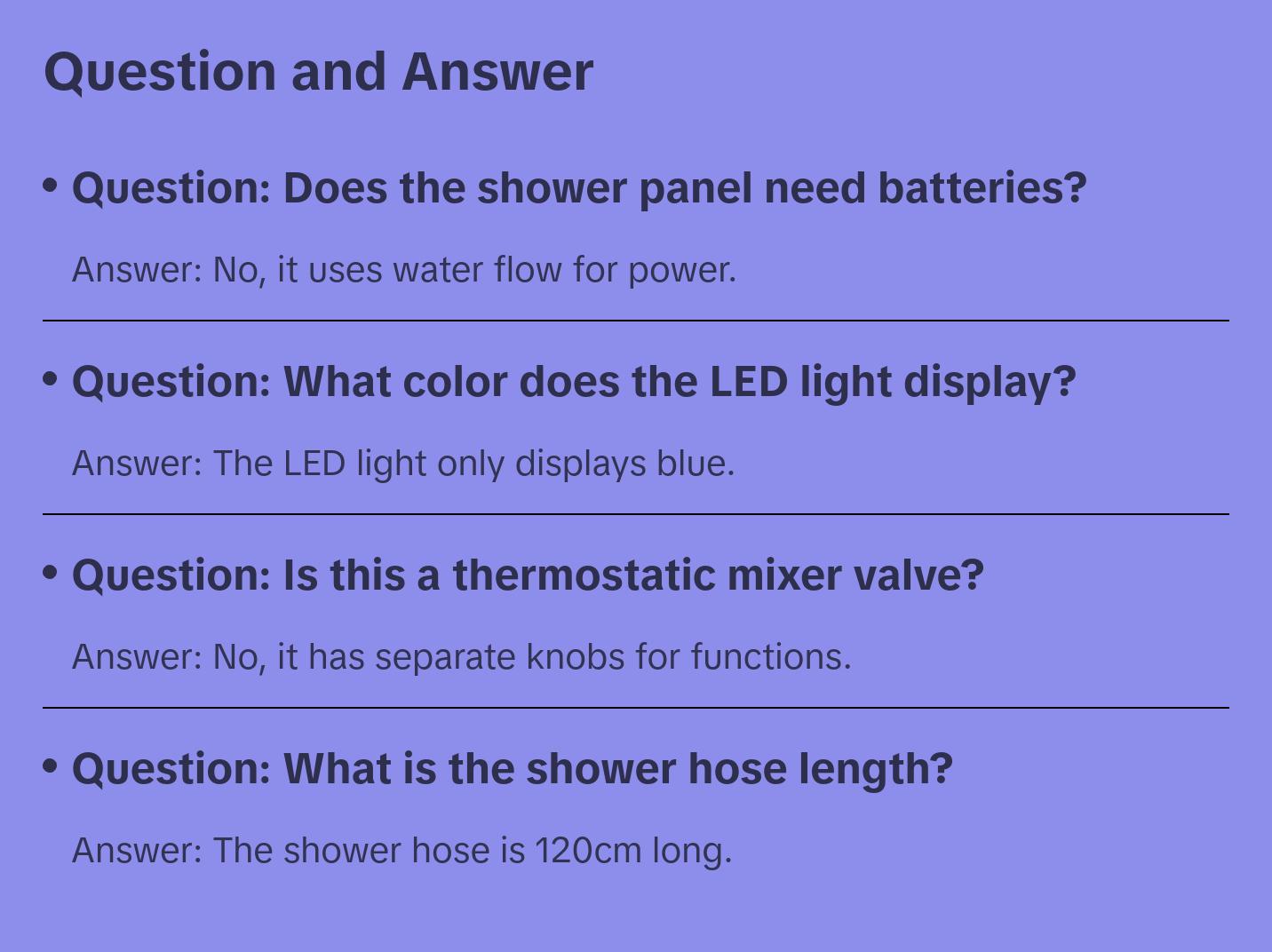 LED Rainfall Shower Panel System