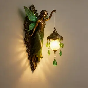 Luxury Elegant Vintage Fairy Wings Wall Lamp Wireless Soft Light Dreamy Night Light Decorative Art Ambience Lamp For Bedroom Dining Room Hotel Cafe Study Exquisite Christmas New Year Gift.