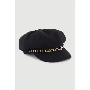 Horsebit Chain Detail Cabbie Hat