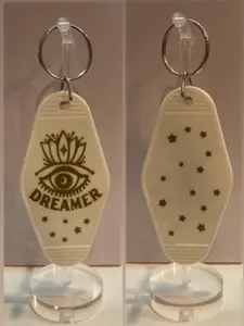 DREAMER Eye Retro Motel Cream Gold Stars Gift Keychain