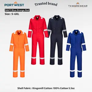 C814 Iona Lightweight Reflective Cotton Coverall with Pockets - Safety Boiler Suit Workwear Overalls