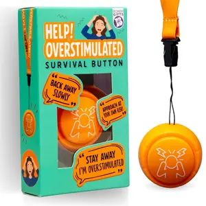 Boxer Gifts Overstimulated Button – Funny Mom Gifts, Gag for Coworkers or Friends, Silly Novelty for Women, Joke Present for the Easily Overwhelmed Survival Relatable