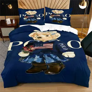 Bear Print Design Bedding Set, Includes 1 Quilt Cover and 1 or 2 Pillowcases, Excludes Quilt and Pillow Inserts, Suitable for Bedroom or Dormitory Bedding Sets, Ideal for Gifting or Personal Use