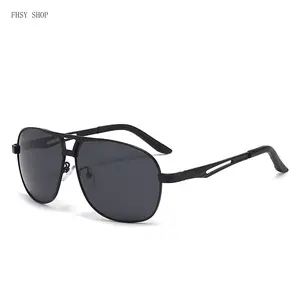 FHSY SHOP Classic Black Aviator Sunglasses for Men - UV400 Protection, Polarized Lenses, LED Light Blocking Stickers - Ideal for Driving, Outdoor Activities, Men's Sunglasses, Black Men's Sunglasses
