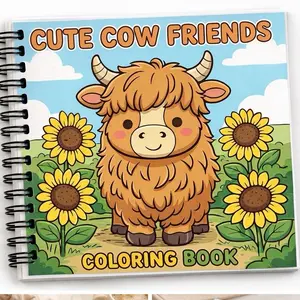 Cute Cow Friends Coloring Book | Spiral Bound Coloring Book for Adults & Teens | Bold & Easy Cozy Coloring Pages | Alcohol Marker Friendly