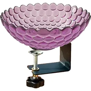 Outdoor deck-mounted bird bath, peacock bowl, and detachable metal bird feeder with adjustable clamps for balcony railings, gardens, and patio decorations.