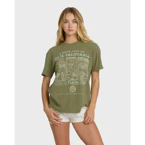 billabong Women's Flying To The Moon Short-Sleeve T-Shirt - Dark Olive