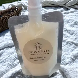 Wicks & Wishes Candle Company Nights in Paris 3 oz Squeezable Soy Wax for Aromatic Ambiance