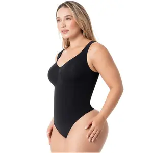 Sonryse 2-Pack Seamless Sculpting Bodysuit for Women – 4-Way Stretch Tummy Control Shapewear with Bust Support, Diamond Neckline & Invisible Thong Crotch Snap