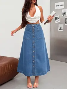 Women's Denim Skirt, High Waist, Washable Stretchy Comfort Fabric, Slim Fit Versatile All-Season Wear, Casual Fashion Half-Sleeve Dress