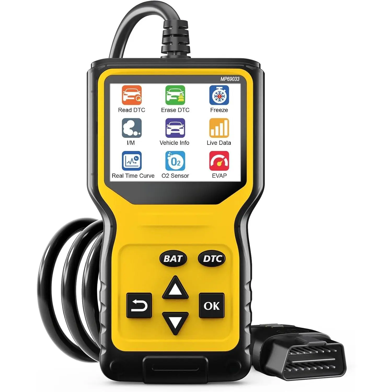 MP69033 Pro Multi-Function OBD2 Scanner Code Reader for Mechanics, 2.8-inch Plug-and-Play Car Engine Fault Light Diagnostic Tool with ABS Support, Multiple Protocols, Spanish & More Languages, for Post-1996 Cars, SUVs