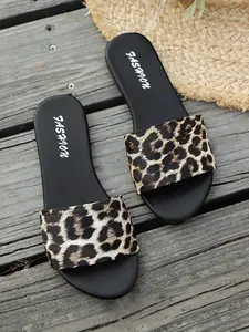 Women's Fashion Slip-On Roman Style Summer Sandals, Soft PU Upper Material & Rubber Sole, Comfortable Non-Slip Beach Shoes