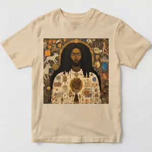 Afrocentric Sacred Heart Shirt - Black Jesus Graphic Tee, African American Christian Apparel, Melanin Spiritual Art Top
