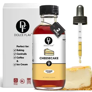 Dolce Flav Water-Soluble Cheesecake Flavoring Extract 2 oz - Dye-Free, Super Strength, 2000+ Drops, Perfect for Baking, Cocktails, Coffee & Ice Cream
