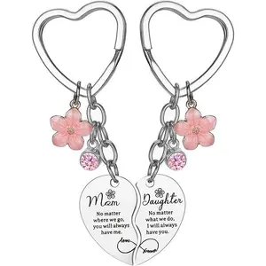 Mother-Daughter Heart-Shaped Stainless Steel Key Ring & Key Chain Set, Perfect for Mother's Day, Thanksgiving, Birthdays & Special Occasions, Mum Gift From Daughter, Matching