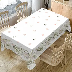 Rectangular Tablecloth, Spring Summer Watercolor Floral Washable Tablecloth, Indoor Outdoor Use, Kitchen Dining Room Decor, Wedding Party Restaurant