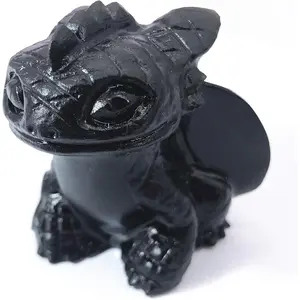 2″ Healing Crystals and Stones Reiki Skull Toothless Figurine Statue Animal Sculptures Hand Carved Fly Dragon Crystal for Birthday Festival Gifts Home Decor