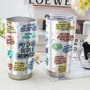 1pc,20oz/590ml,Portable,Double Wall Insulated,Inspirational Quotes Stainless Steel Insulated Tumblers With Lid,Coffee Travel Mug,Bible Verse,Christian Gift For Encouragement And Faith - Ideal For Easter,Christmas,Gifts
