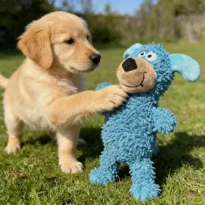 Stop letting your dog chew on the sofa! This blue plush, squeaky Puppy toy is durable, wear-resistant, and can even be used as a teething toy!