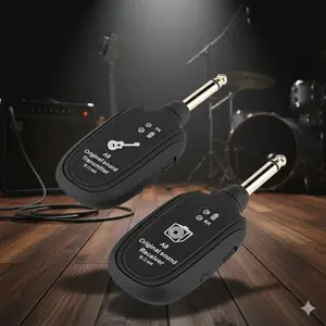 A8 Uhf rechargeable Wireless Guitar System: 100ft Range, Dual Mode for Guitar, Bass, Violin & keyboard. Plug & Play, li-ion Battery.