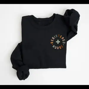 180g[100%cotton]Vintage Registered Nurse Sweatshirt, RN Nurse , Stethoscope Nursing RN Staff , Nurse Gift, Nurse Appreciation Gift, RN Nurse Sweatshirt Casual Black