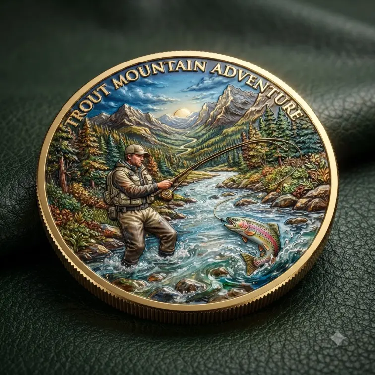Fishing Challenge Coin | Premium Metal Coin | Pocket Token | Collectible Gift | Everyday Carry