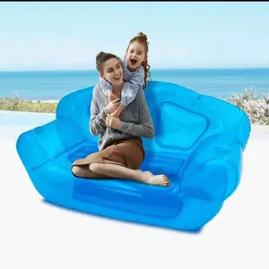 ZHFEISY Inflatable Sofa Seat Transparent PVC Blow Up Couch Lounger Portable Camping Yard Couches Double Person Sofa for Living Room Bedroom